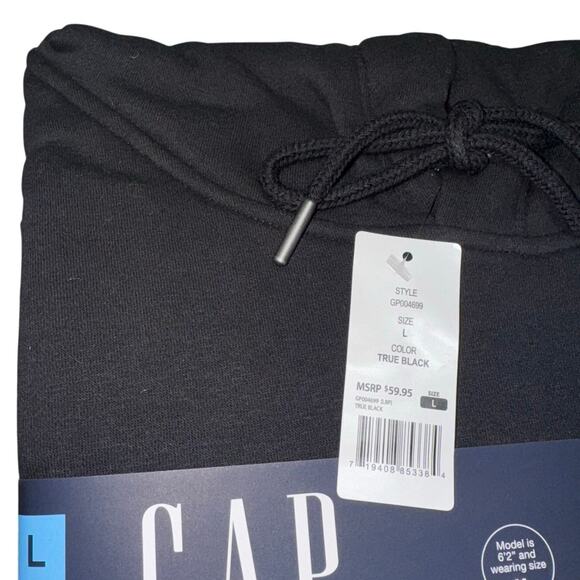 GAP Hoodie Mens Large True Black Logo 1969 Embroidered Pullover Fleece - Picture 4 of 13